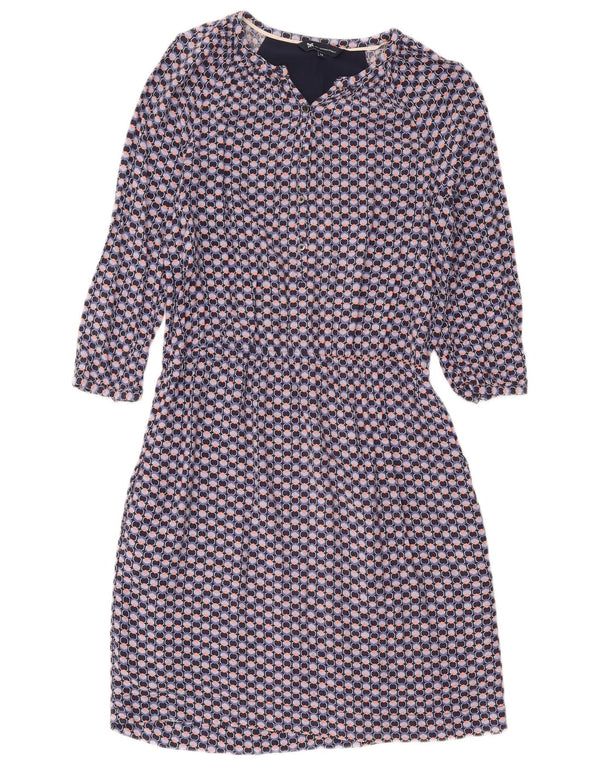Crew Clothing Womens Sheath Dress UK 12 Medium Navy Blue Geometric