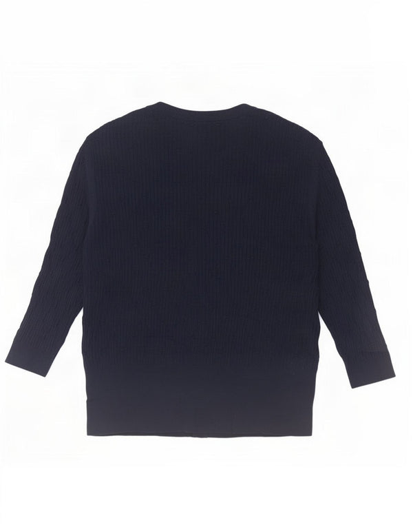 Marks & Spencer Damski sweter rozpinany z rękawem 3/4, UK 16, duży, granatowy