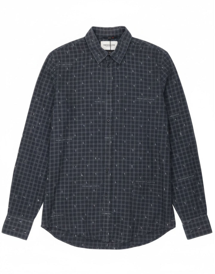 Koszula męska Trussardi Jeans, rozmiar 42, duża, granatowa kratka