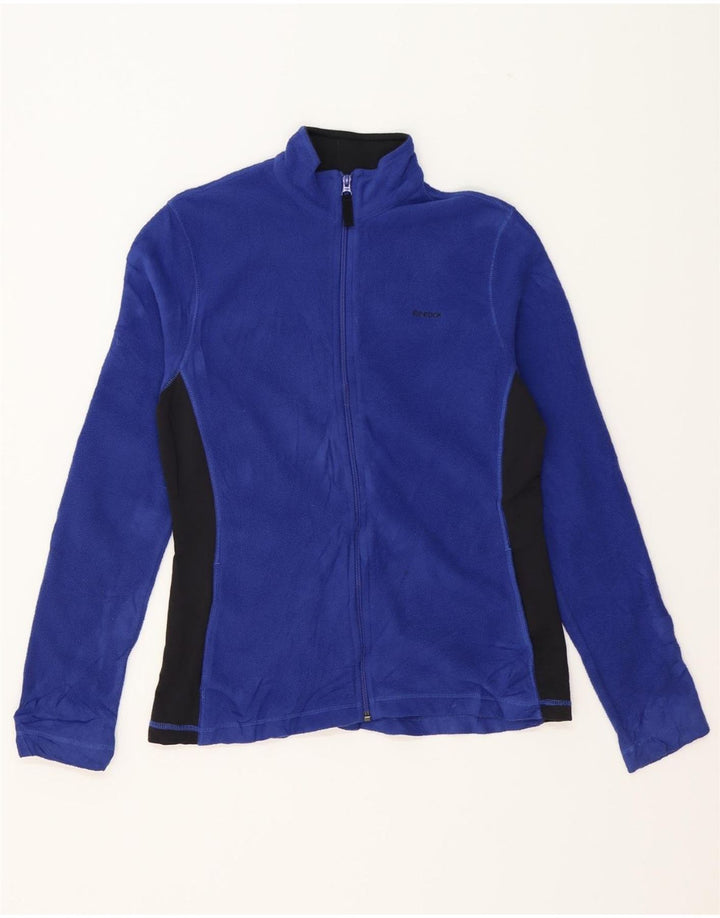 REEBOK Womens Fleece Jacket UK 12 Medium Blue Colourblock Polyester Vintage Reebok and Second-Hand Reebok from Messina Hembry 