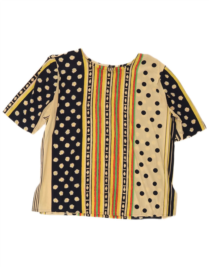 Bluzka damska Vintage Top UK 16, duża, wielobarwna, geometryczna