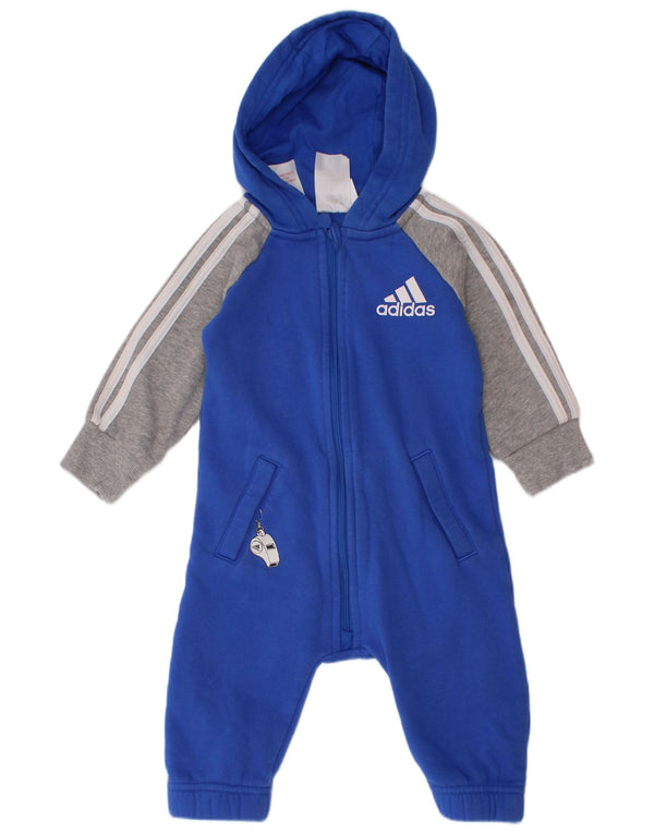 Kombinezon z kapturem Adidas dla chłopców w wieku 6-9 miesięcy, bawełniany w kolorze niebieskim