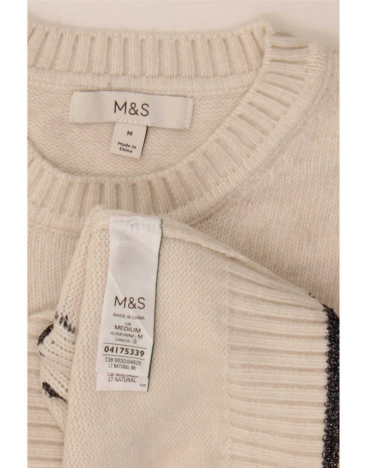 Marks & Spencer Damski sweter z wycięciem pod szyją, UK 14, średni złamanej bieli