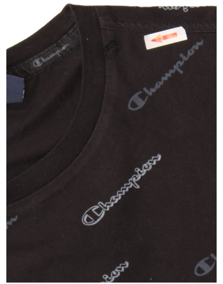 Męski T-shirt Champion z grafiką, mały, czarny, bawełniany