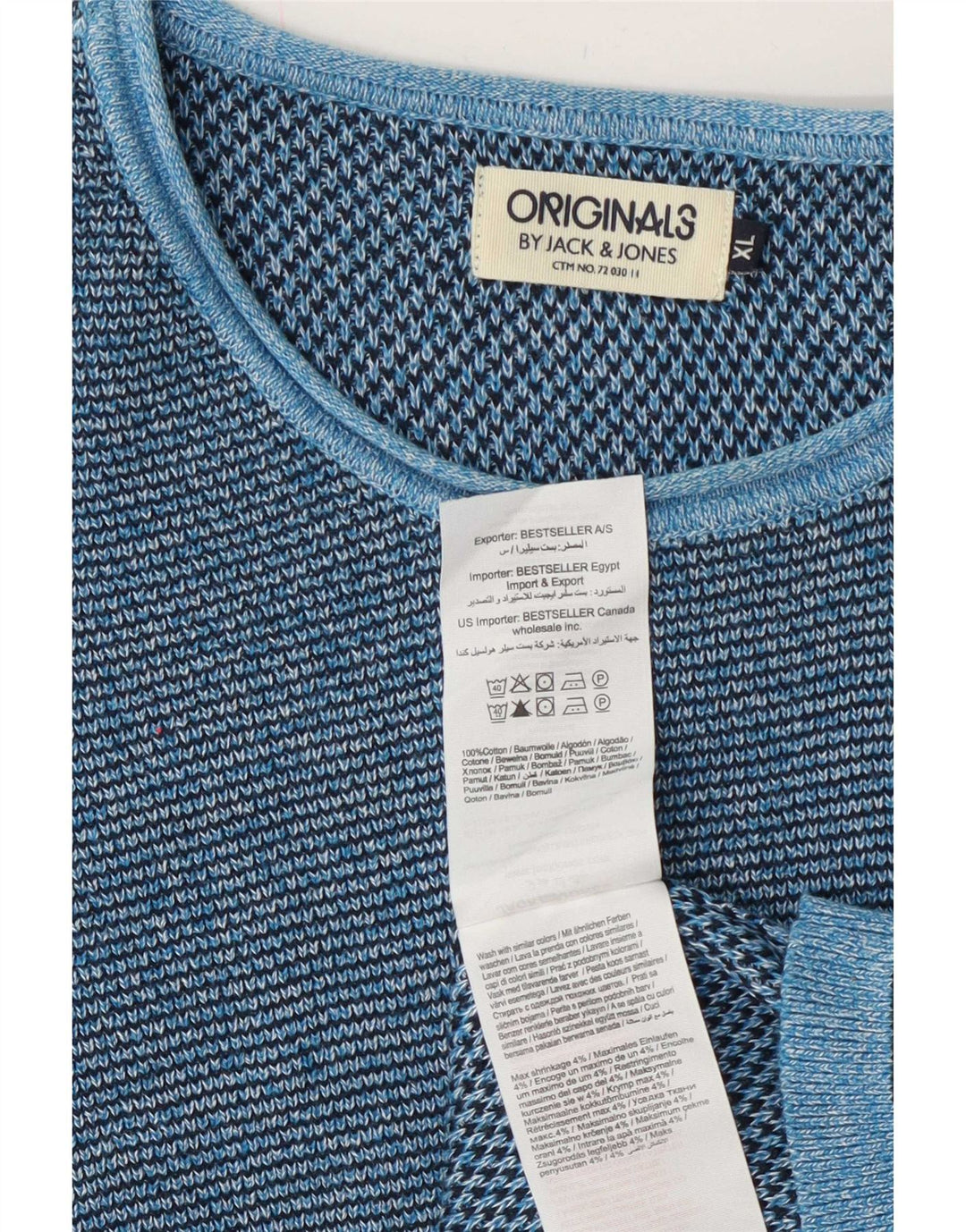 Męski sweter Jack & Jones z okrągłym dekoltem XL, niebieski, bawełniany