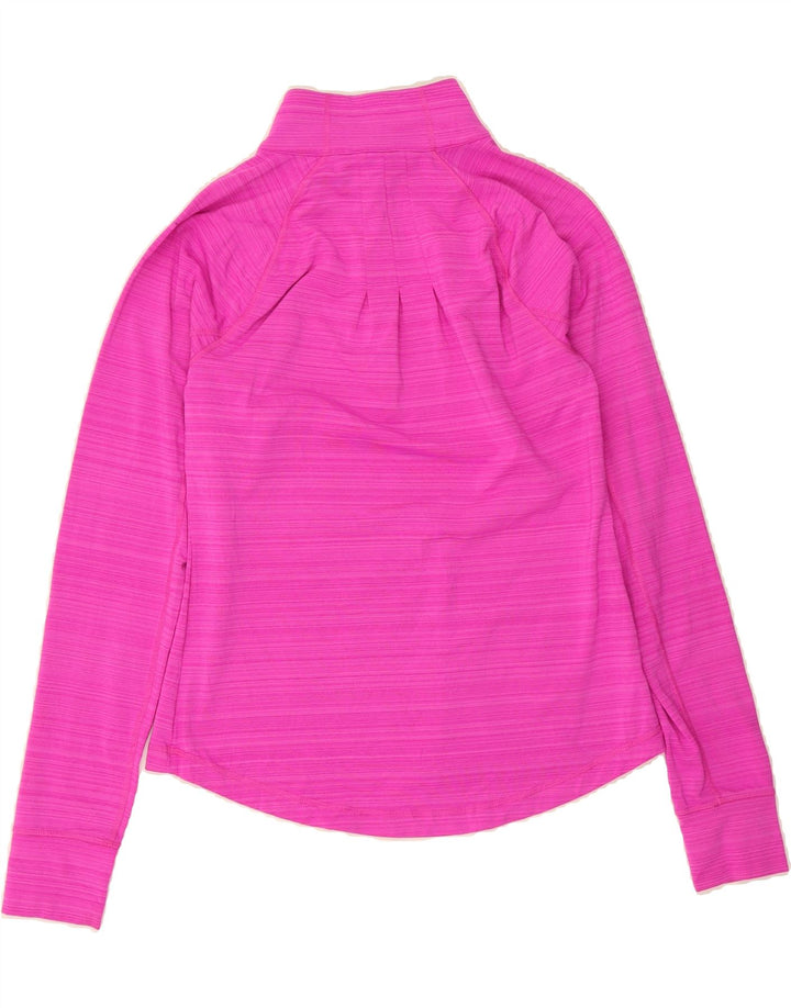 FILA Womens Zip Neck Pullover Tracksuit Top UK 12 Medium Pink Pinstripe Vintage Fila and Second-Hand Fila from Messina Hembry 