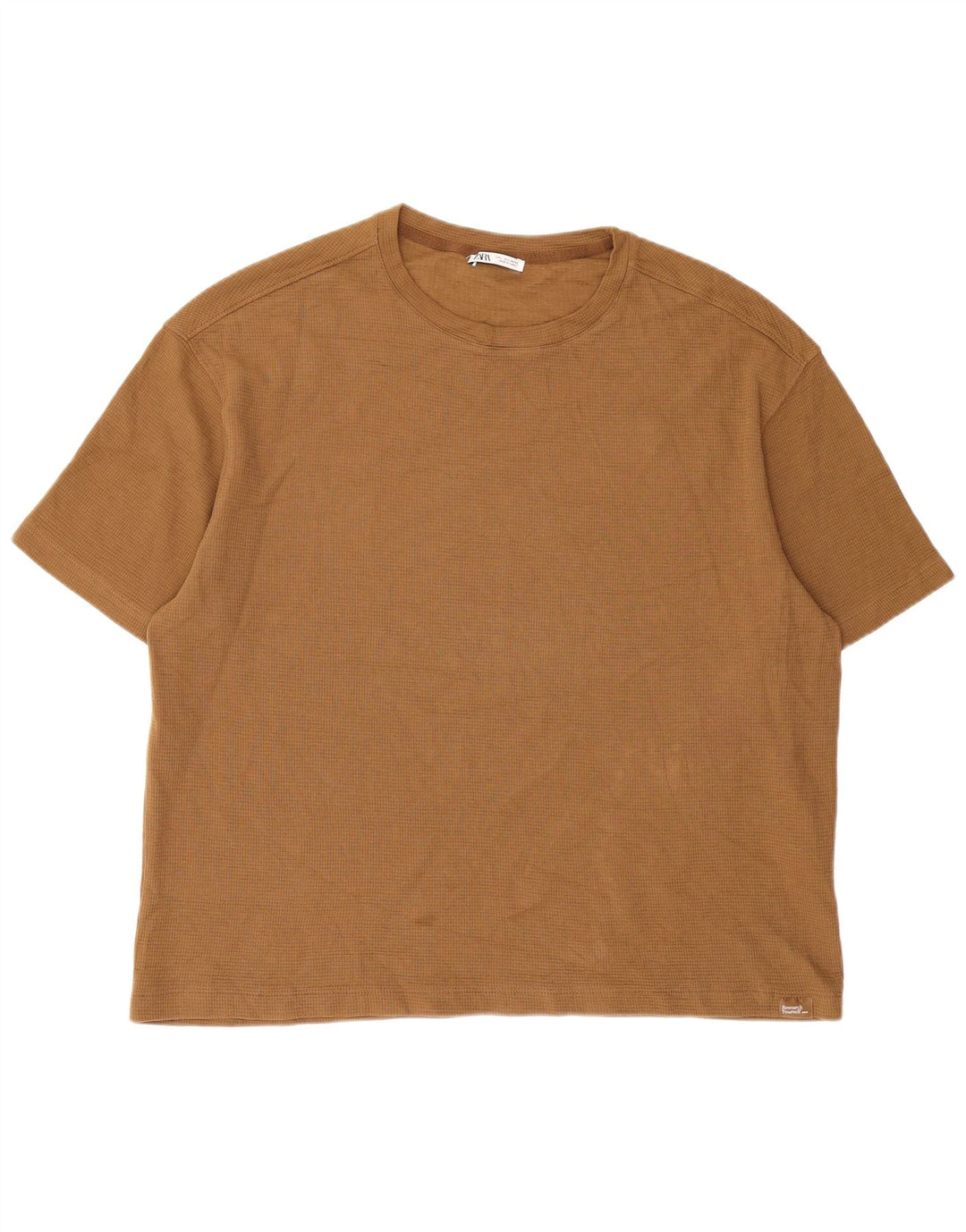 T-shirt męski Zara, duży, beżowy, bawełniany