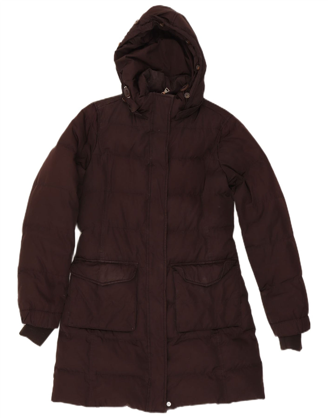 Damski ocieplany płaszcz z kapturem Tommy Hilfiger UK 14, średni brązowy poliester