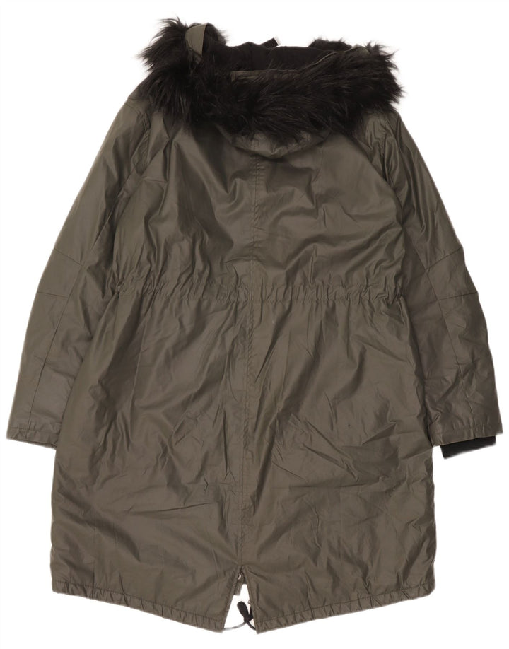 Marks & Spencer Damska kurtka parka z kapturem UK 14, duża, zielona bawełna