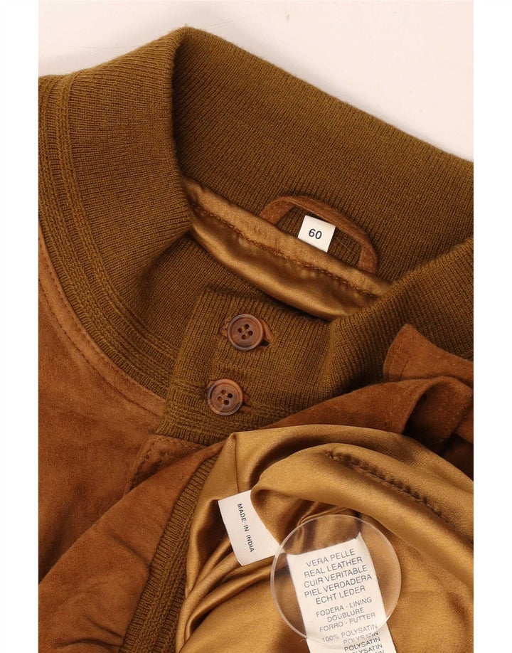 Vintage męska zamszowa kurtka bomber IT 60 5XL brązowa skóra
