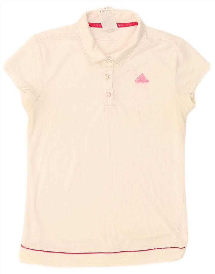 Damska koszulka polo Adidas Climalite UK 8/10, mała, biała, poliestrowa