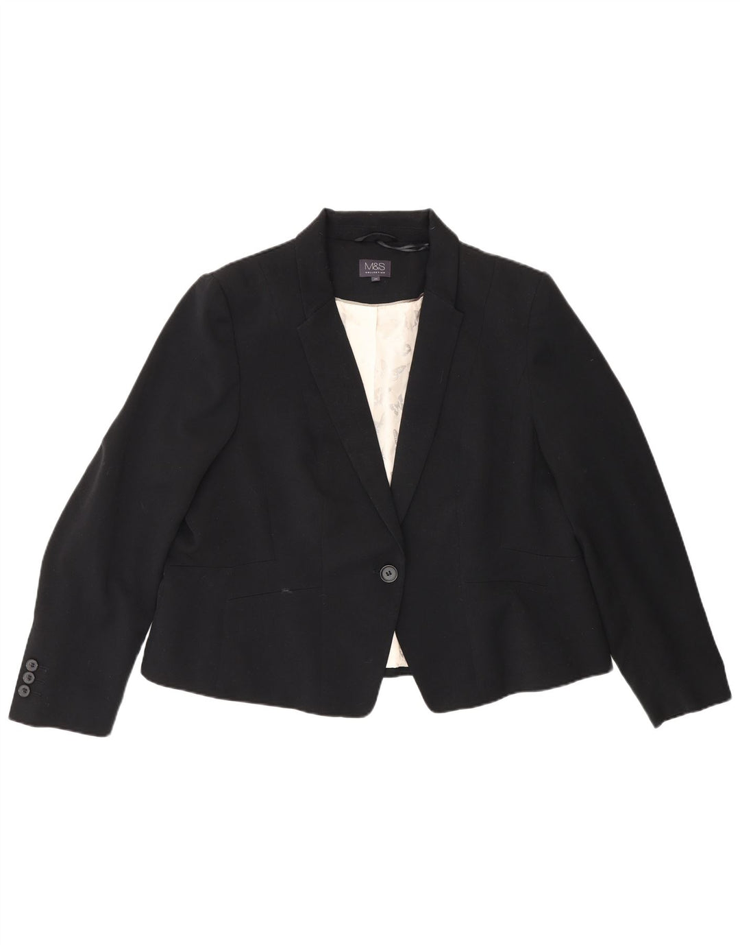 Marks & Spencer Damska marynarka zapinana na 1 guzik UK 20 2XL Czarny poliester