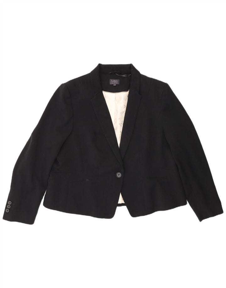 Marks & Spencer Damska marynarka zapinana na 1 guzik UK 20 2XL Czarny poliester