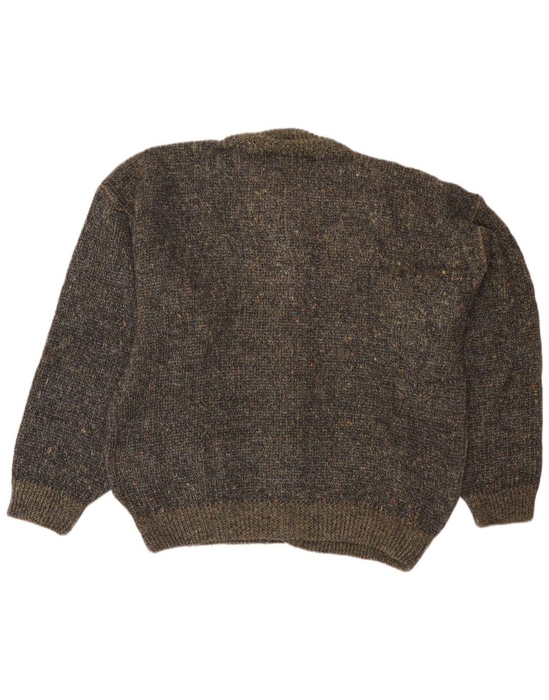 Męski sweter rozpinany o luźnym kroju VINTAGE IT 50, średni khaki, nakrapiany
