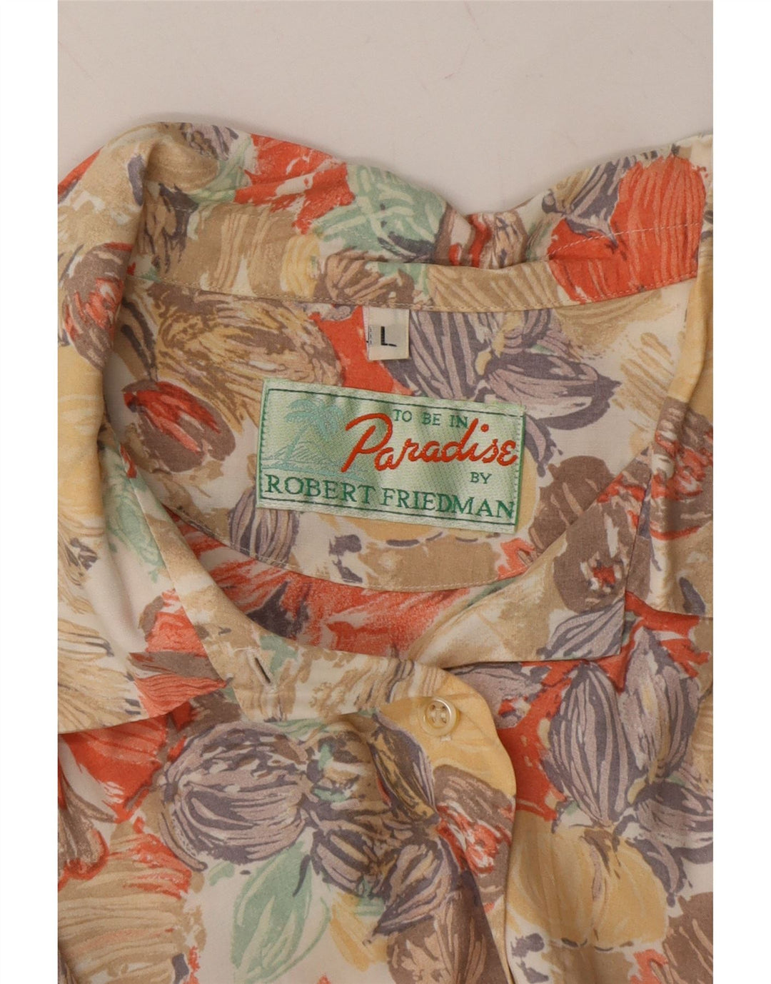 ROBERT FRIEDMAN Womens Oversized Longline Shirt UK 16 Large Beige Hawaiian Vintage Robert Friedman and Second-Hand Robert Friedman from Messina Hembry 