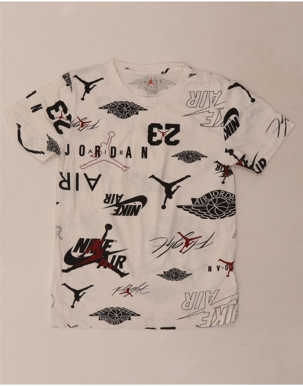 Chłopięcy T-shirt z grafiką Jordan, 10-11 lat, średnia biała bawełna