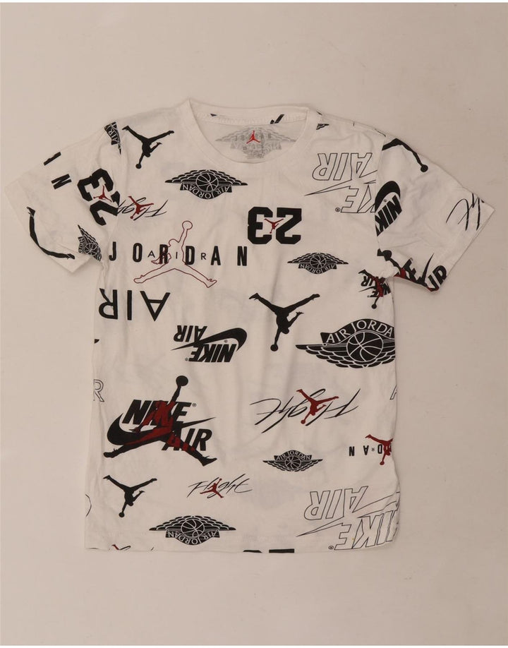 Chłopięcy T-shirt z grafiką Jordan, 10-11 lat, średnia biała bawełna