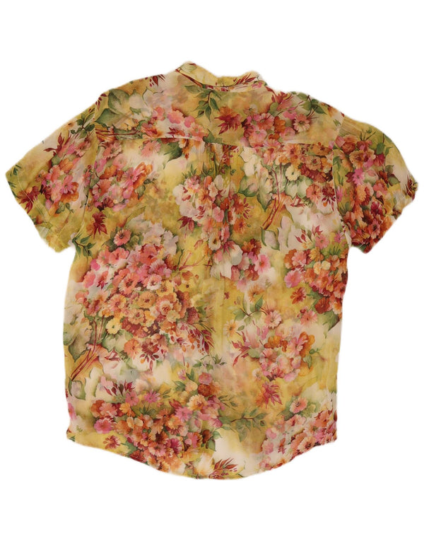 BENETTON Womens Short Sleeve Shirt Blouse IT 46 Large Multicoloured Floral
