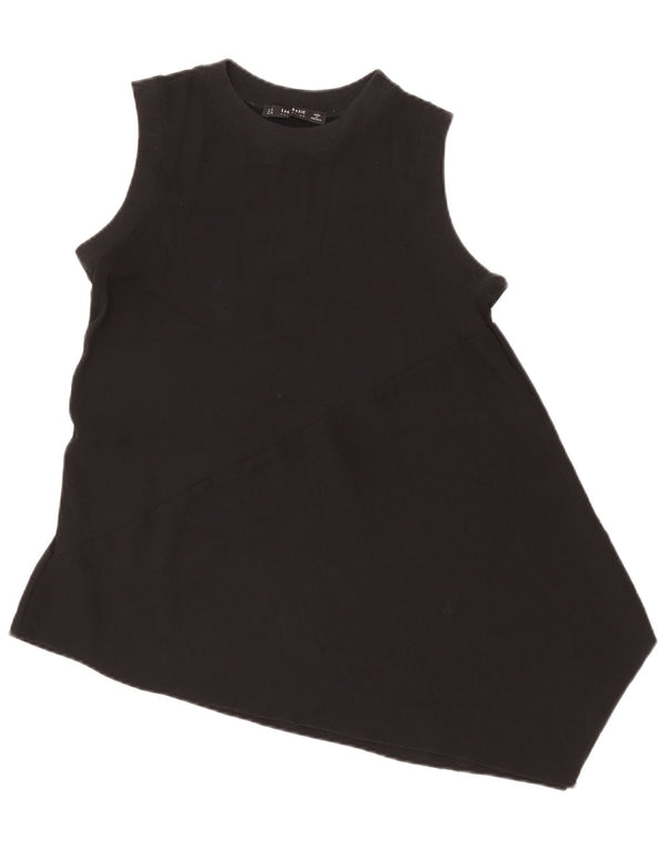 Zara Womens Sleeveless Asymmetric Tunic Top UK 10 Small Black