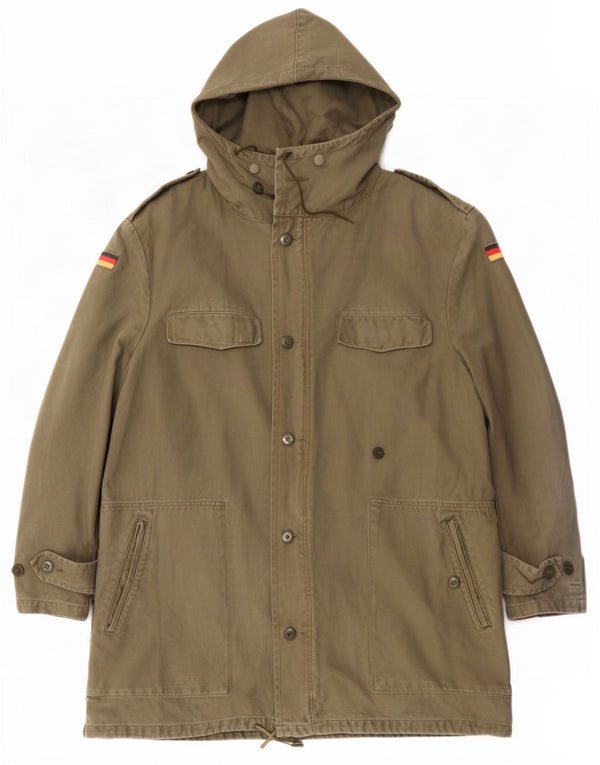 Vintage męska niemiecka kurtka wojskowa z kapturem z kapturem UK 38 Medium Khaki