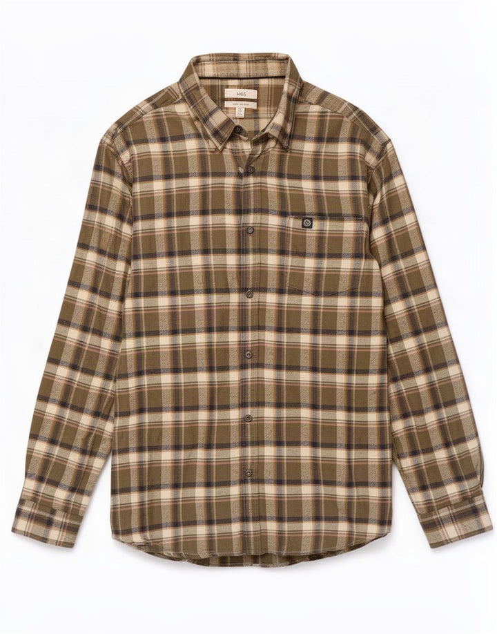 Marks & Spencer Męska koszula flanelowa 2XL, bawełniana w zieloną kratkę