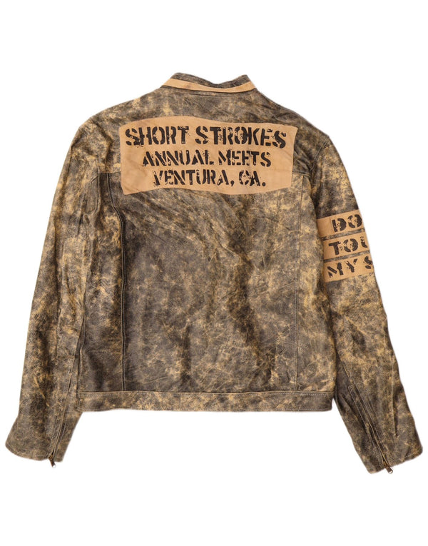 Męska kurtka skórzana Bata Graphic IT 52 XL Szara skóra