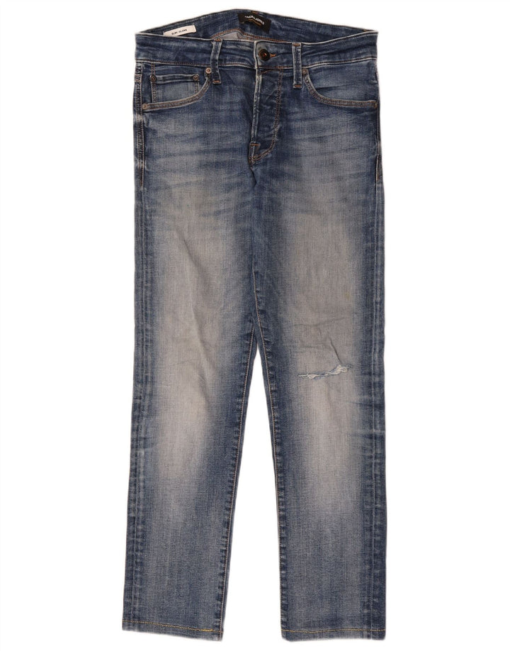 JACK & JONES Męskie jeansy GLENN Slim W28 L28 Granatowa bawełna