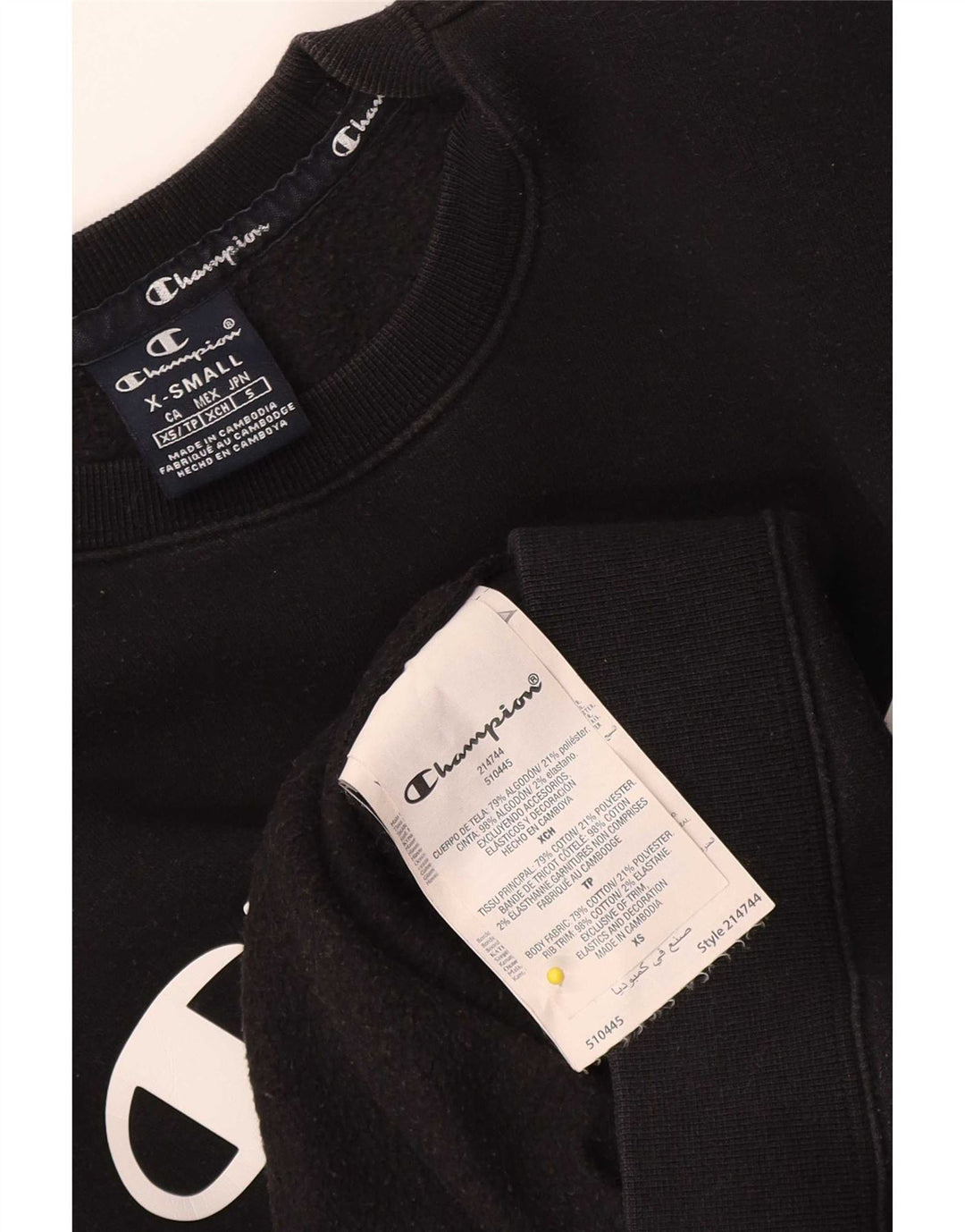 Męska bluza z grafiką Champion, sweter XS, czarna, bawełniana
