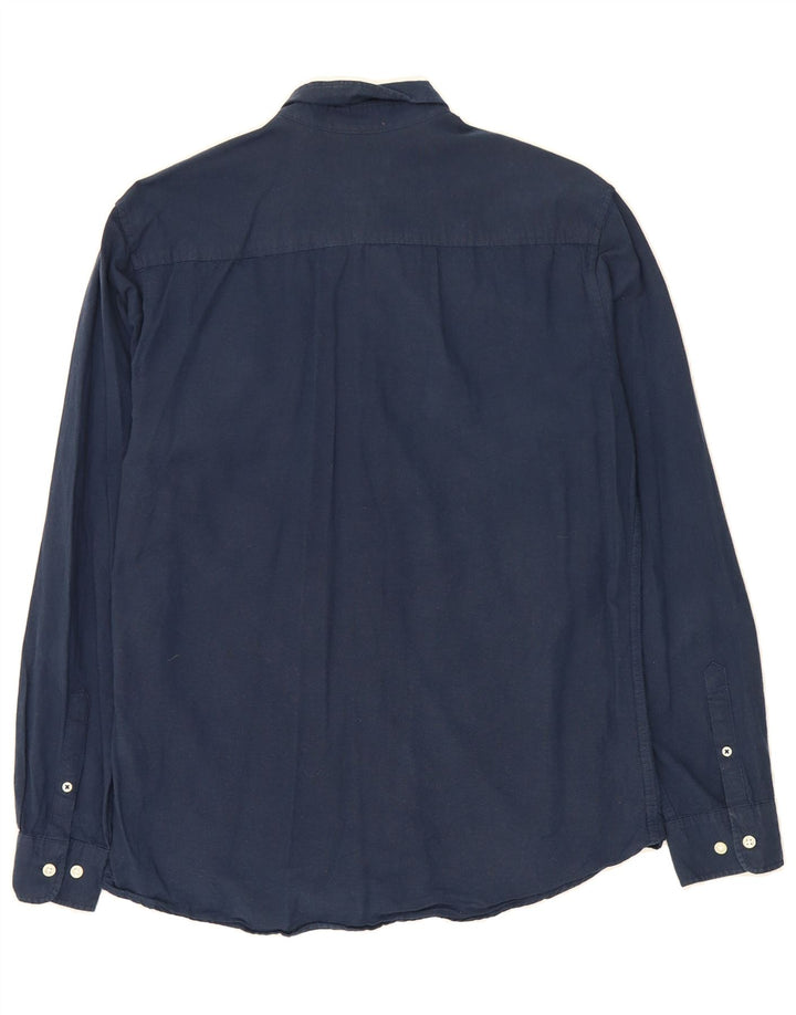 JACK & JONES Mens Slim Shirt Large Navy Blue Cotton Vintage Jack & Jones and Second-Hand Jack & Jones from Messina Hembry 