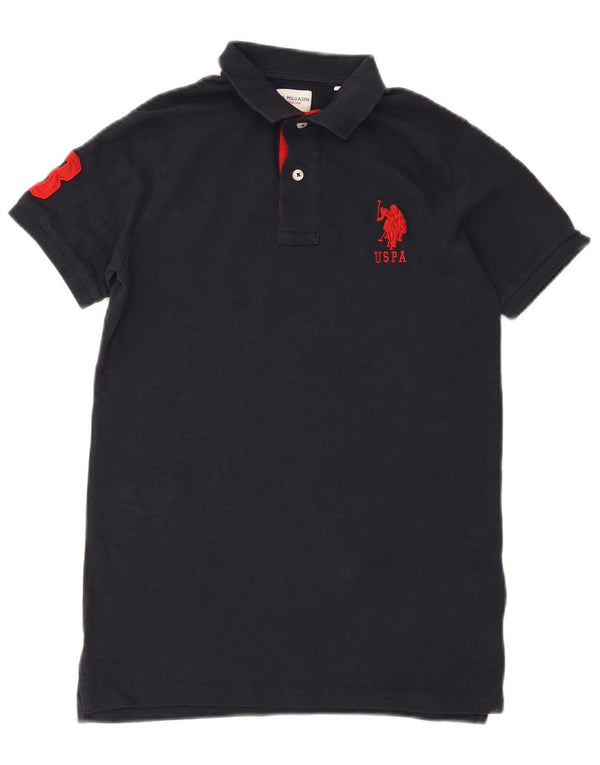 Koszulka chłopięca US Polo Assn z krótkim rękawem, grafiką, 12-13 lat, granatowa, bawełniana