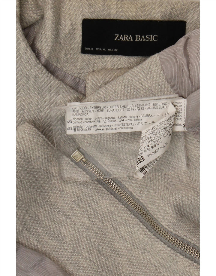 Damska marynarka Zara z pełnym zamkiem, UK 18 XL, szara, bawełniana w jodełkę