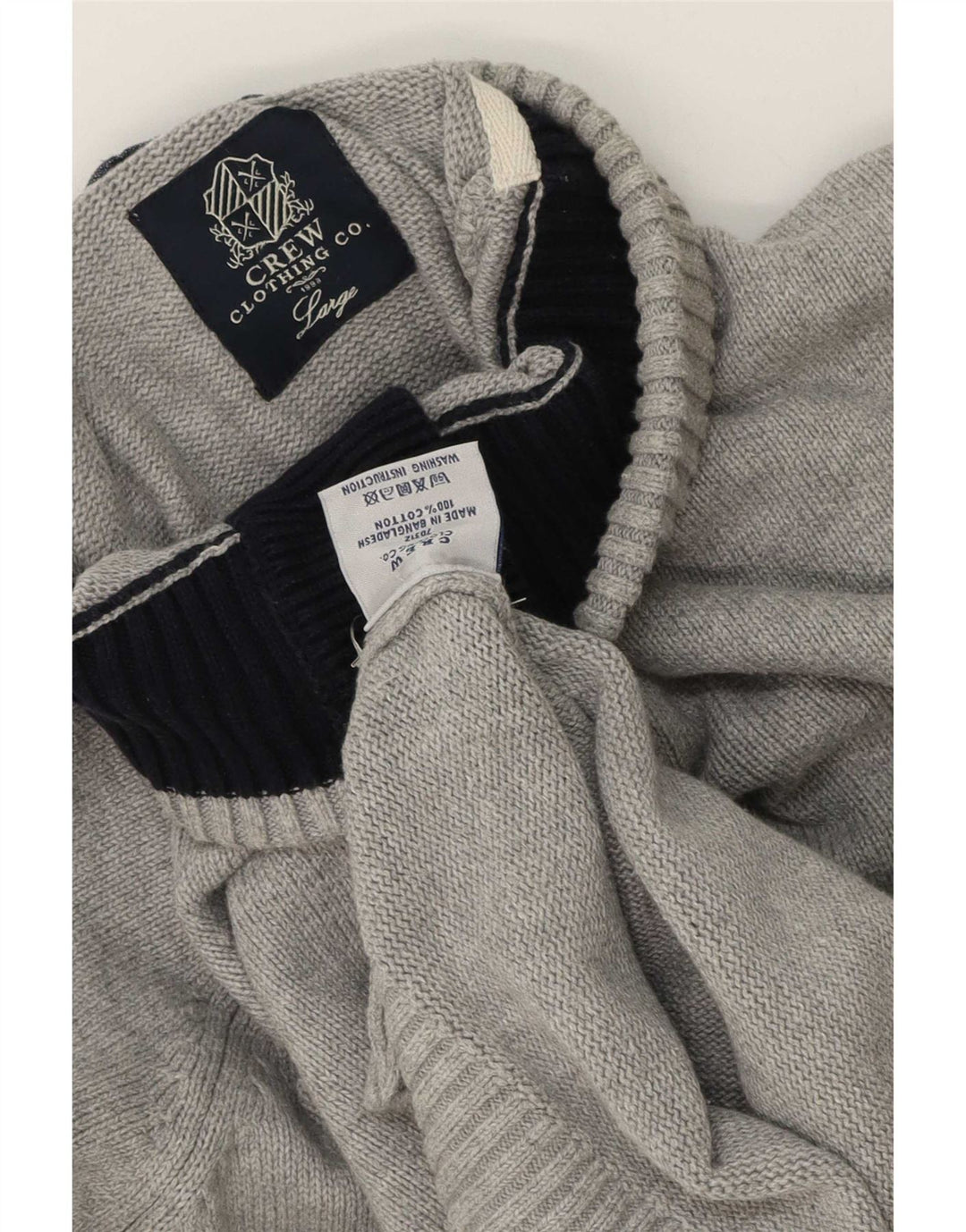 Crew Clothing Męski sweter zapinany na guziki, duży, szary, bawełniany