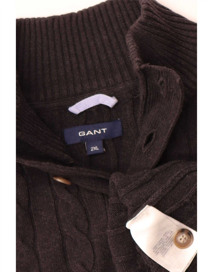 Męski sweter zapinany na guziki Gant 2XL, czarny, bawełniany
