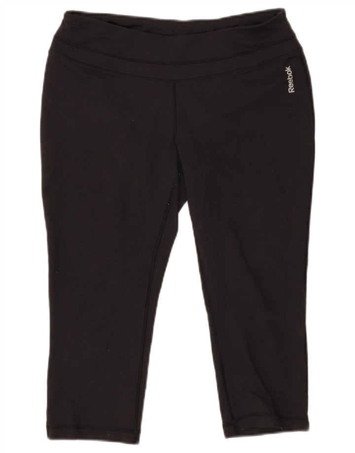 Damskie legginsy Capri REEBOK UK 14, duże, czarne, poliestrowe