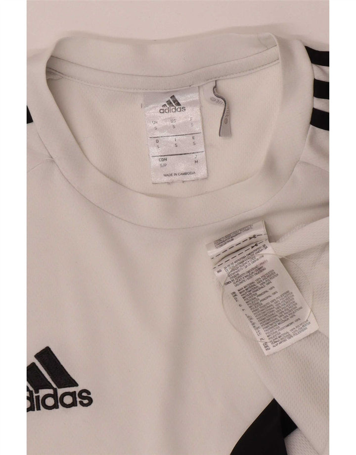 Męska koszulka Adidas Climalite Top, mała, biała, z blokami kolorów, poliestrowa
