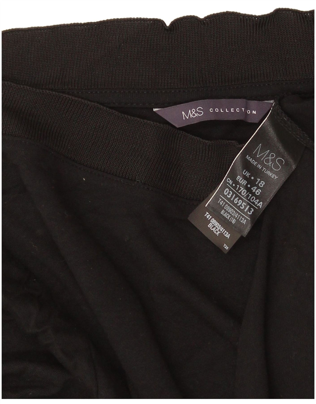 Marks & Spencer Damski top z rękawem 3/4, UK 18 XL, czarna wiskoza