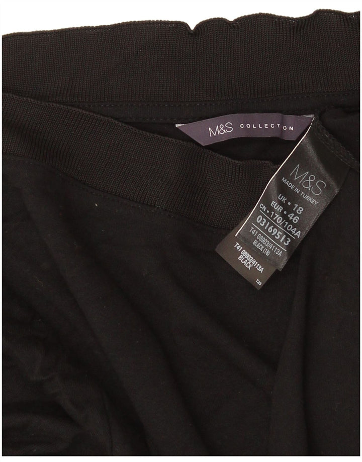 Marks & Spencer Damski top z rękawem 3/4, UK 18 XL, czarna wiskoza