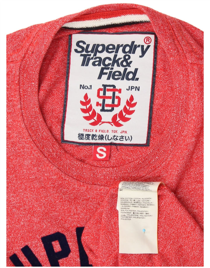 SUPERDRY Męski T-shirt z grafiką, mały, czerwony, bawełniany