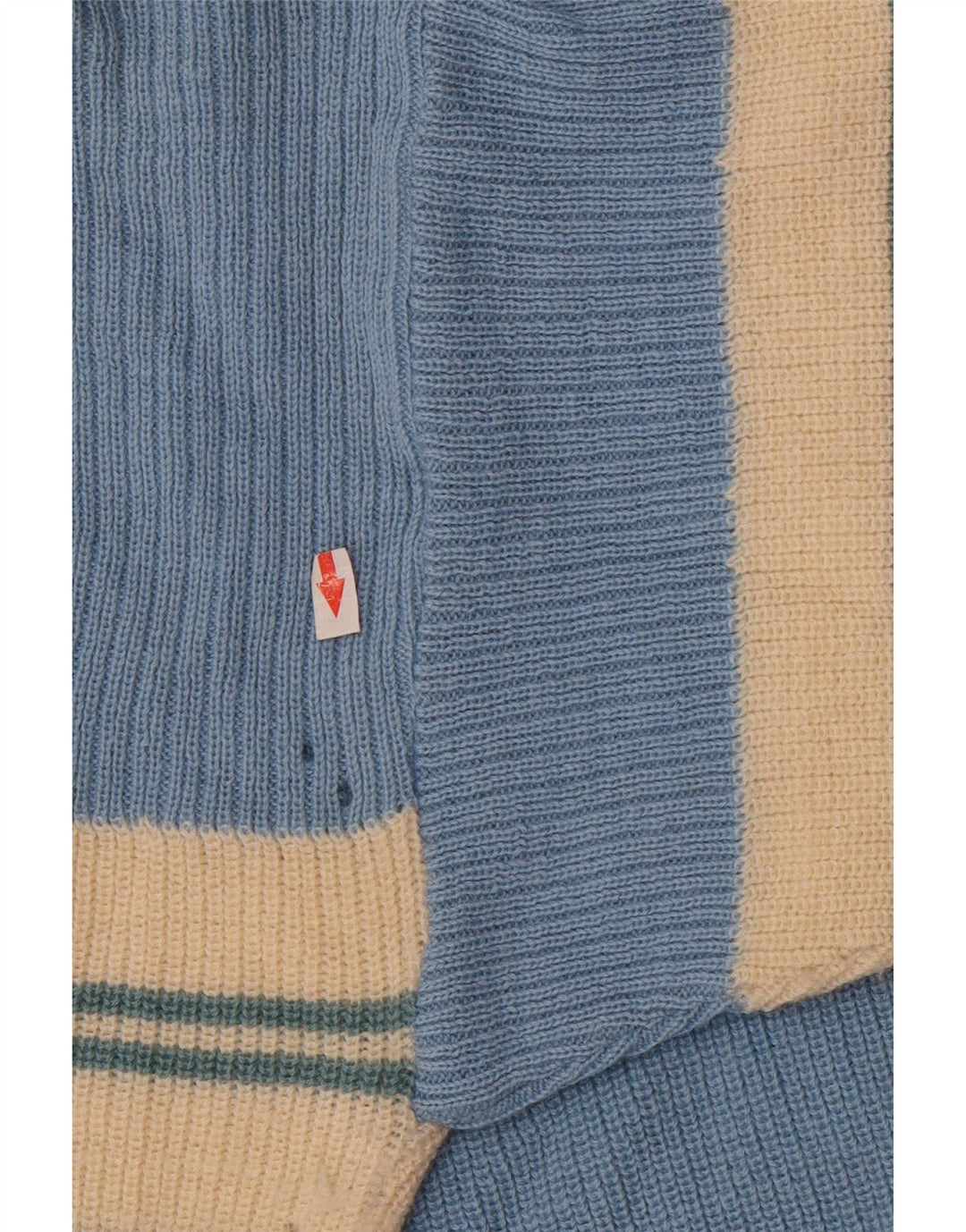 Vintage męski sweter z okrągłym dekoltem IT 50, wełniany w średnie niebieskie paski