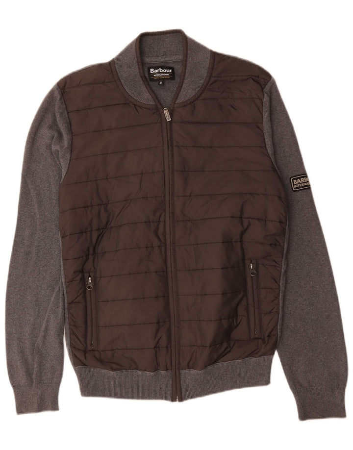 Męski sweter rozpinany Barbour, średnioszary, bawełniany