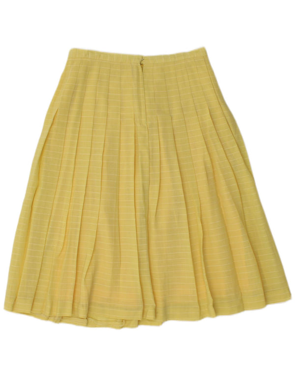 Vintage Womens Pleated A-Line Skirt W28 Medium Yellow Striped