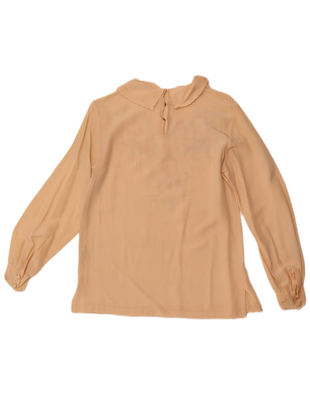 Damska bluzka koszulowa z długim rękawem VINTAGE EU 36 Mała beżowa z kwiatowym jedwabiem