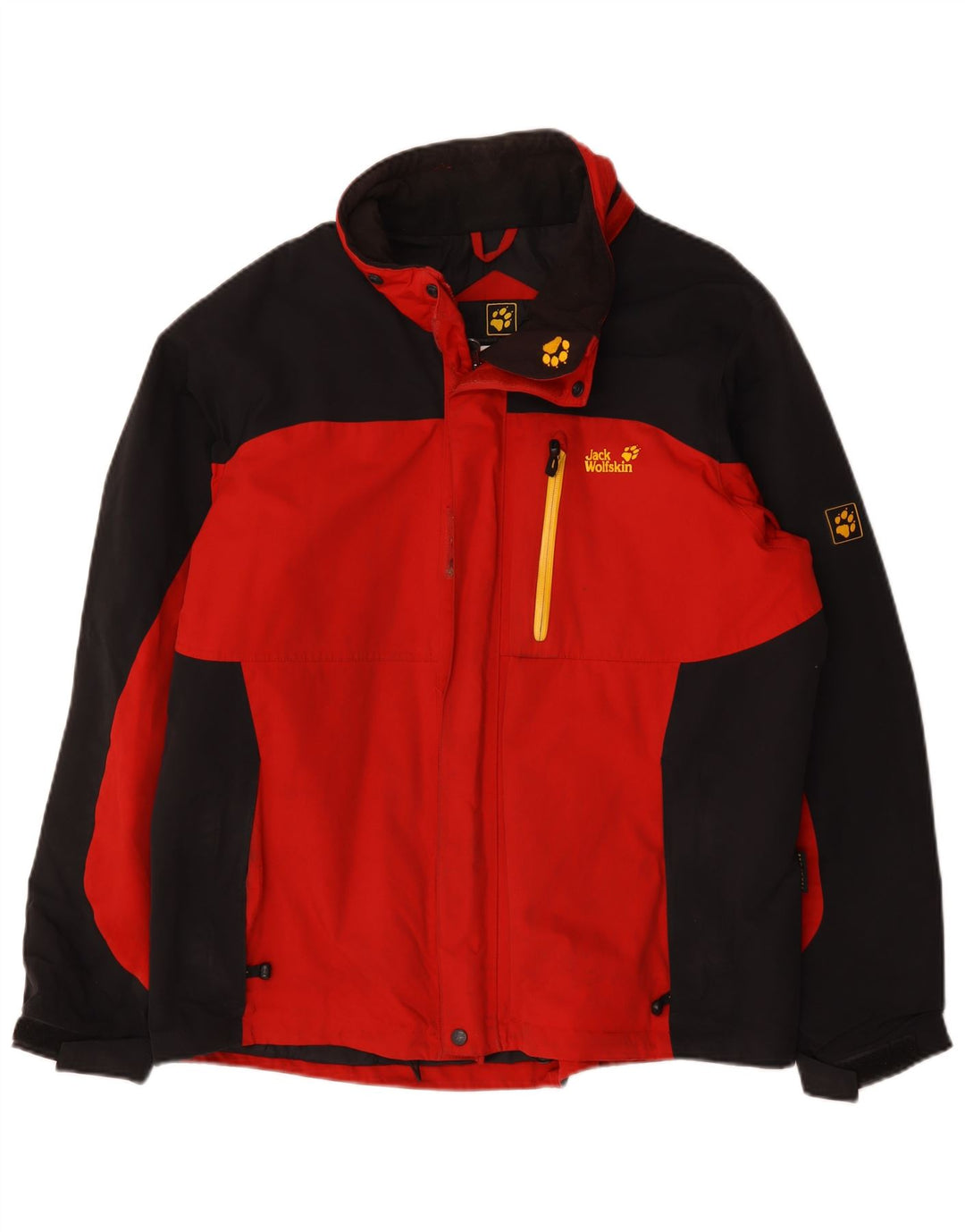 Męska kurtka wiatrówka Jack Wolfskin UK 44 XL z czerwonego poliamidu w blokach kolorów