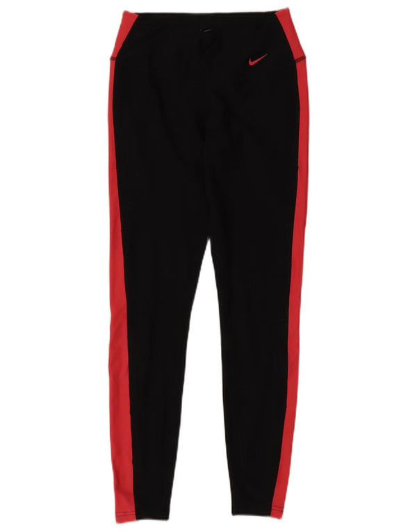 Damskie legginsy Nike Dri Fit UK 6 XS, czarne, sportowe, poliestrowe z blokami kolorów