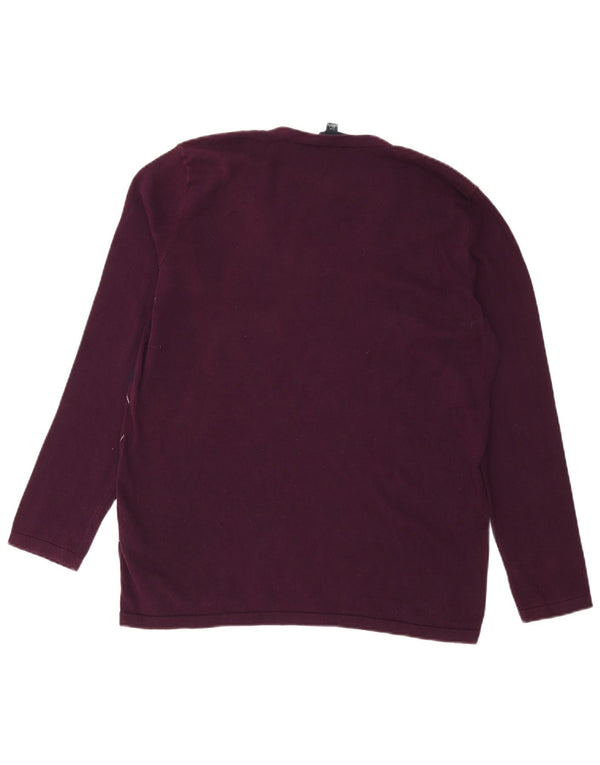 Damski sweter TOMMY HILFIGER z dekoltem w kształcie litery V, UK 16, duży, bordowy