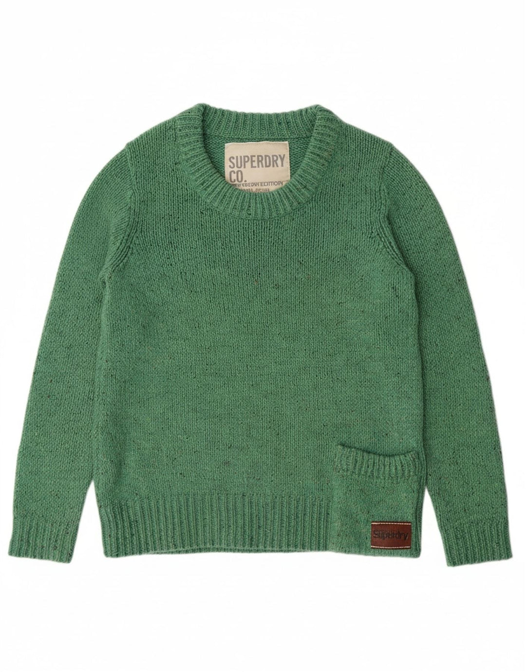 SUPERDRY Womens Crew Neck Jumper Sweater UK 14 Medium Green Flecked