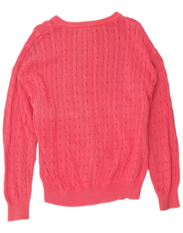 Damski sweter z dekoltem w łódkę Benetton UK 14, duży, różowy, bawełniany