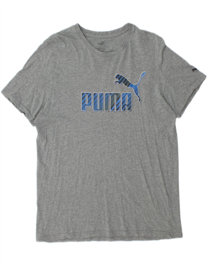 Męski T-shirt z grafiką PUMA, duży, szary, nakrapiany