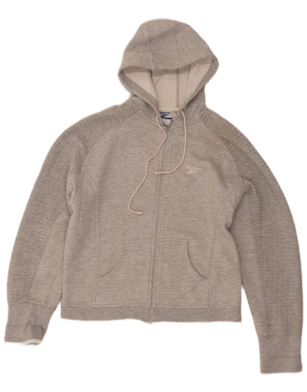 Damski sweter z kapturem i zamkiem Reebok UK 12 Średnioszary, bawełniany nakrapiany