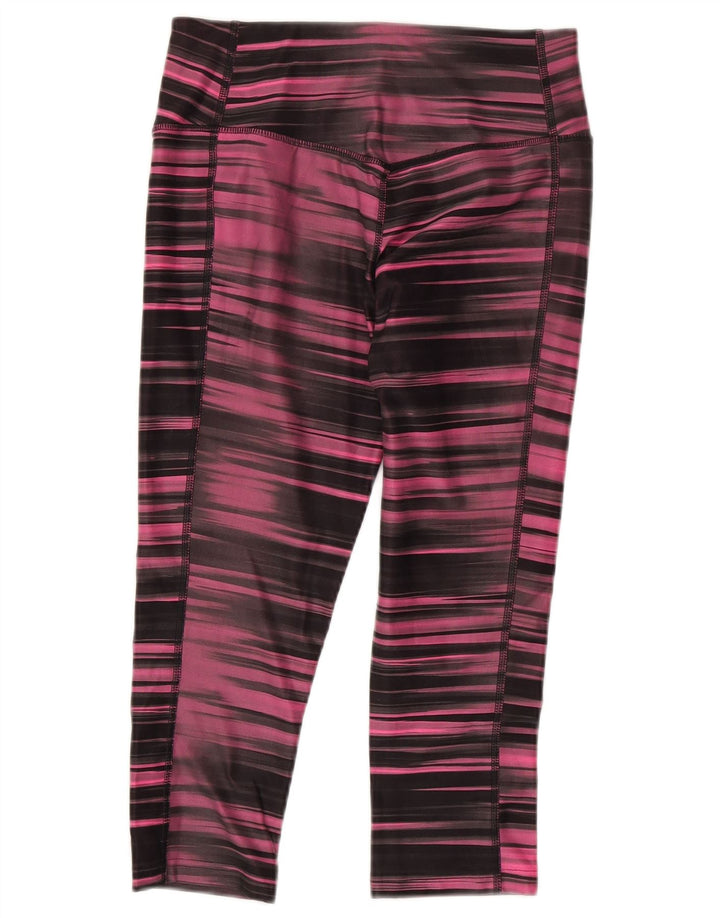 Damskie legginsy Nike Dri Fit Capri UK 8/10, małe, różowe, poliestrowe paski